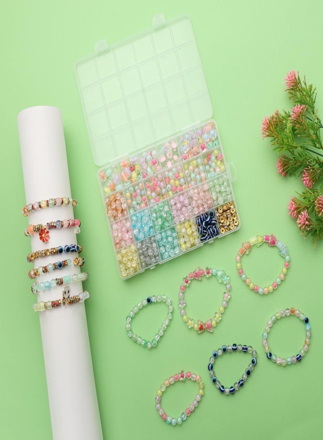 Ambitieux Children Jewelry Making Craft Bracelet Kits Set For Kids-DIY 24 Compartment Box,700+ Colorful Beads,Ear Hangings,Lobster Locks & Rings ,8 Pcs of Charms With Accessories,Multicolor - Image 3